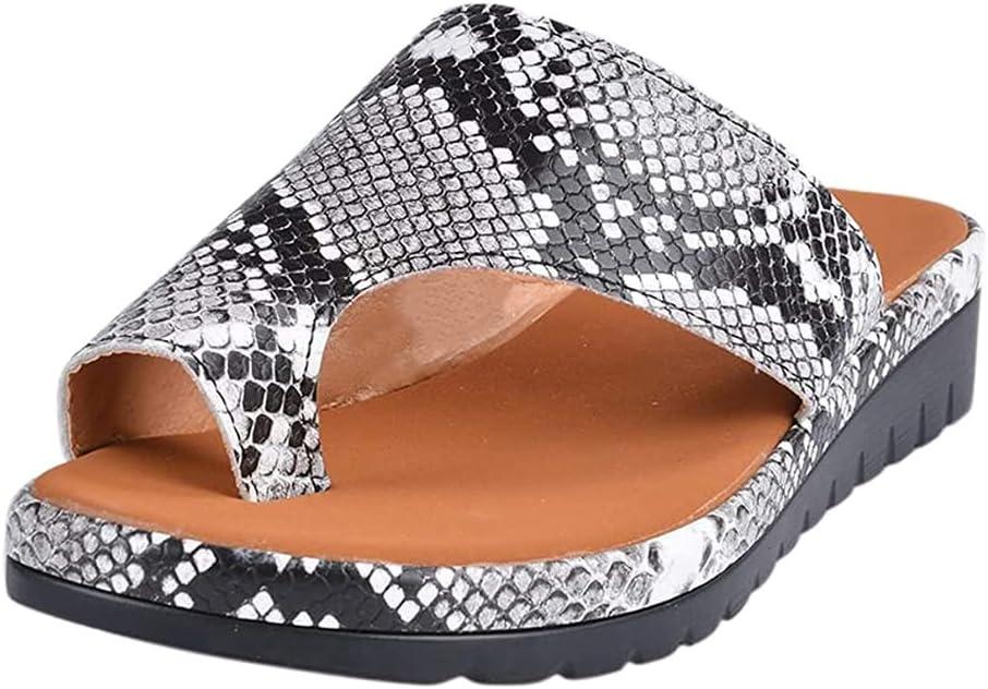 image:imageMinetom Femmes Sandales Orthopdiques Hallux Valgus Compenses Tongs Confortables pour Dames avec Correction du Gros Orteil Pantoufles Dcontractes Bout OuvertA Serpent