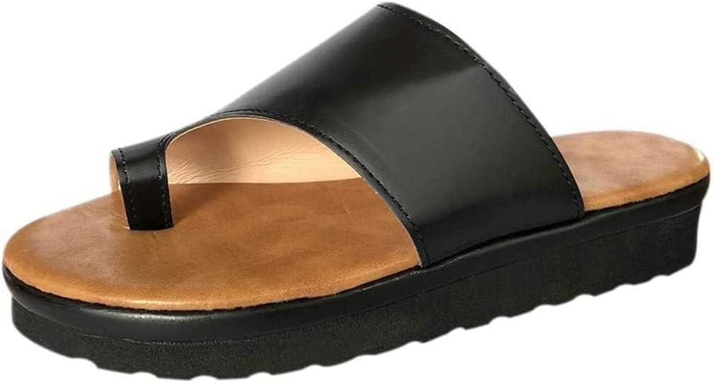 image:imageMinetom Femmes Sandales Orthopdiques Hallux Valgus Compenses Tongs Confortables pour Dames avec Correction du Gros Orteil Pantoufles Dcontractes Bout OuvertA Noir