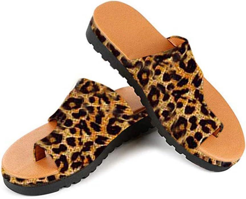 image:imageMinetom Femmes Sandales Orthopdiques Hallux Valgus Compenses Tongs Confortables pour Dames avec Correction du Gros Orteil Pantoufles Dcontractes Bout OuvertA Lopard