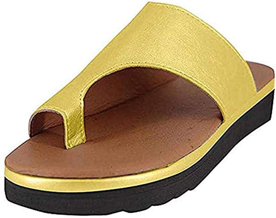 image:imageMinetom Femmes Sandales Orthopdiques Hallux Valgus Compenses Tongs Confortables pour Dames avec Correction du Gros Orteil Pantoufles Dcontractes Bout OuvertA Jaune
