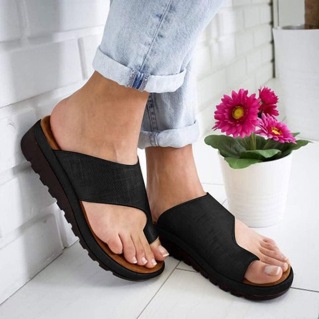 image:imageMinetom Femmes Sandales Orthopdiques Hallux Valgus Compenses Tongs Confortables pour Dames avec Correction du Gros Orteil Pantoufles Dcontractes Bout OuvertA Noir