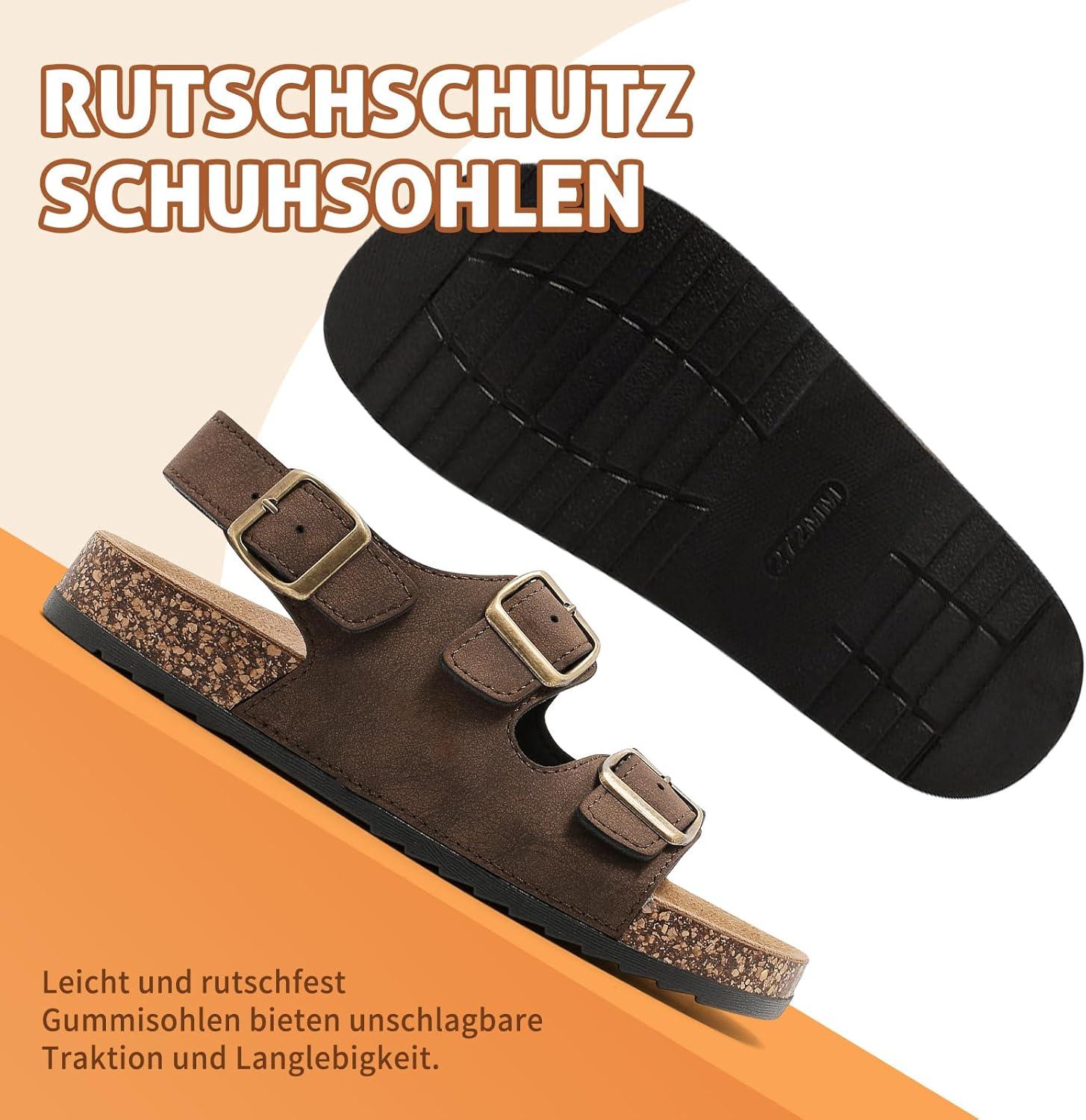 image:imageMules Femme SandalesHomme Antidrapantes Sabots t Plates En Lige SandalesMode Rglables Boucles Plateforme Chaussons Pantoufles de plageBraun
