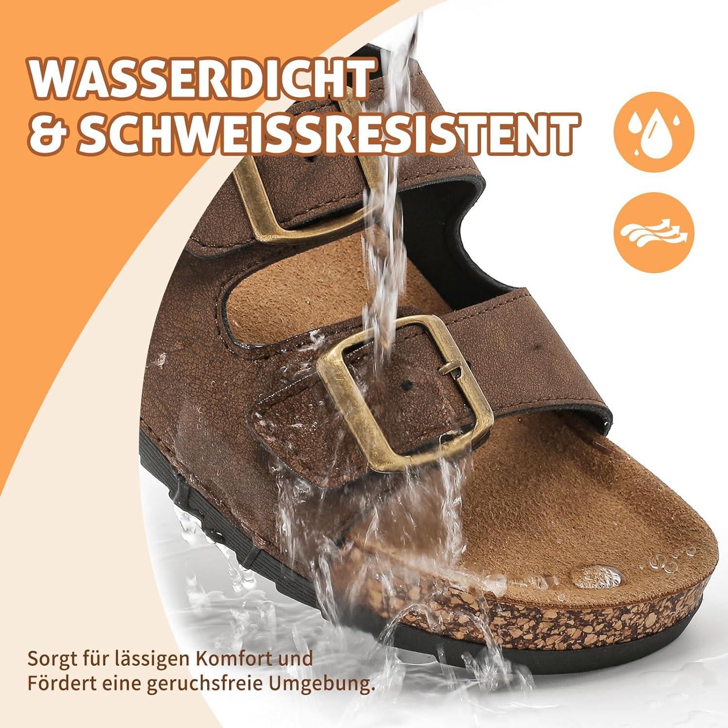 image:imageMules Femme SandalesHomme Antidrapantes Sabots t Plates En Lige SandalesMode Rglables Boucles Plateforme Chaussons Pantoufles de plageBraun