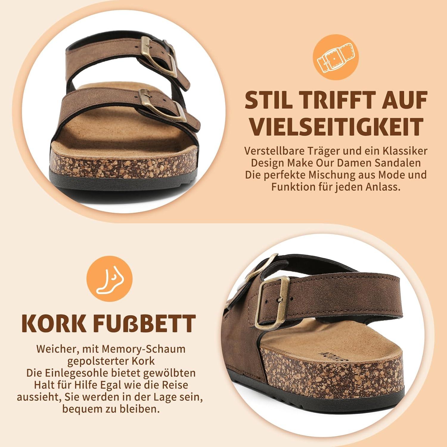 image:imageMules Femme SandalesHomme Antidrapantes Sabots t Plates En Lige SandalesMode Rglables Boucles Plateforme Chaussons Pantoufles de plageBraun