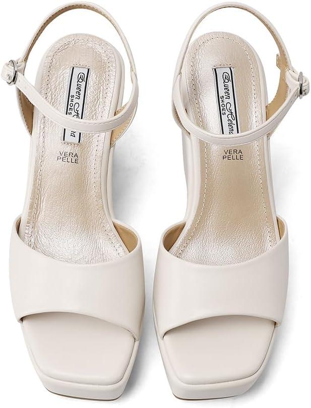 image:imageQUEEN HELENA Chaussures compenses talons hauts Sandales Hautes avec Plateau Casual Femme ZM9914Beige