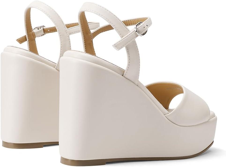 image:imageQUEEN HELENA Chaussures compenses talons hauts Sandales Hautes avec Plateau Casual Femme ZM9914Beige