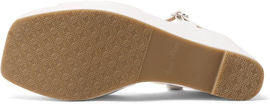 image:imageQUEEN HELENA Chaussures compenses talons hauts Sandales Hautes avec Plateau Casual Femme ZM9914Blanc