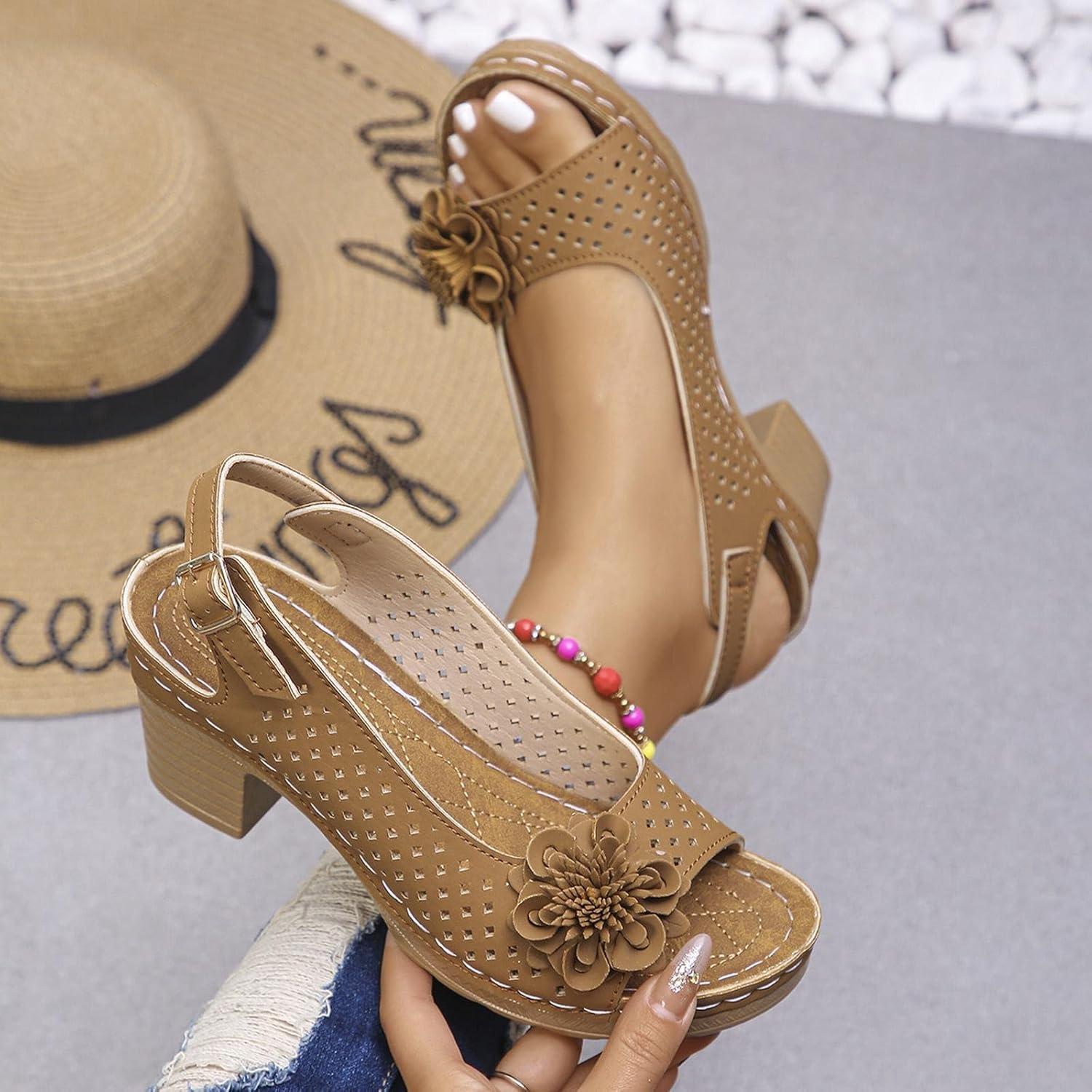 image:imageSandales talons pour femmes Escarpins talon compens pour femmes confortables sandales dcoupes bout ouvert sandales bout ouvert petit talon sandales dcontractes boucles rglablesMarron