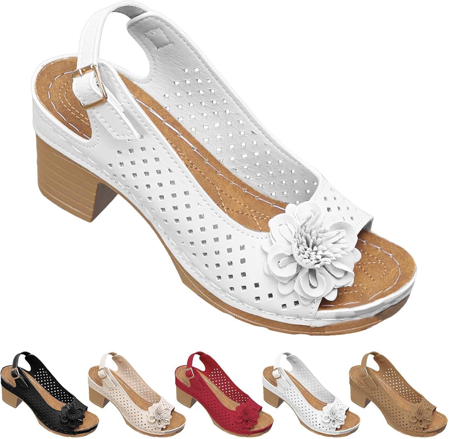 image:imageSandales talons pour femmes Escarpins talon compens pour femmes confortables sandales dcoupes bout ouvert sandales bout ouvert petit talon sandales dcontractes boucles rglablesBlanc