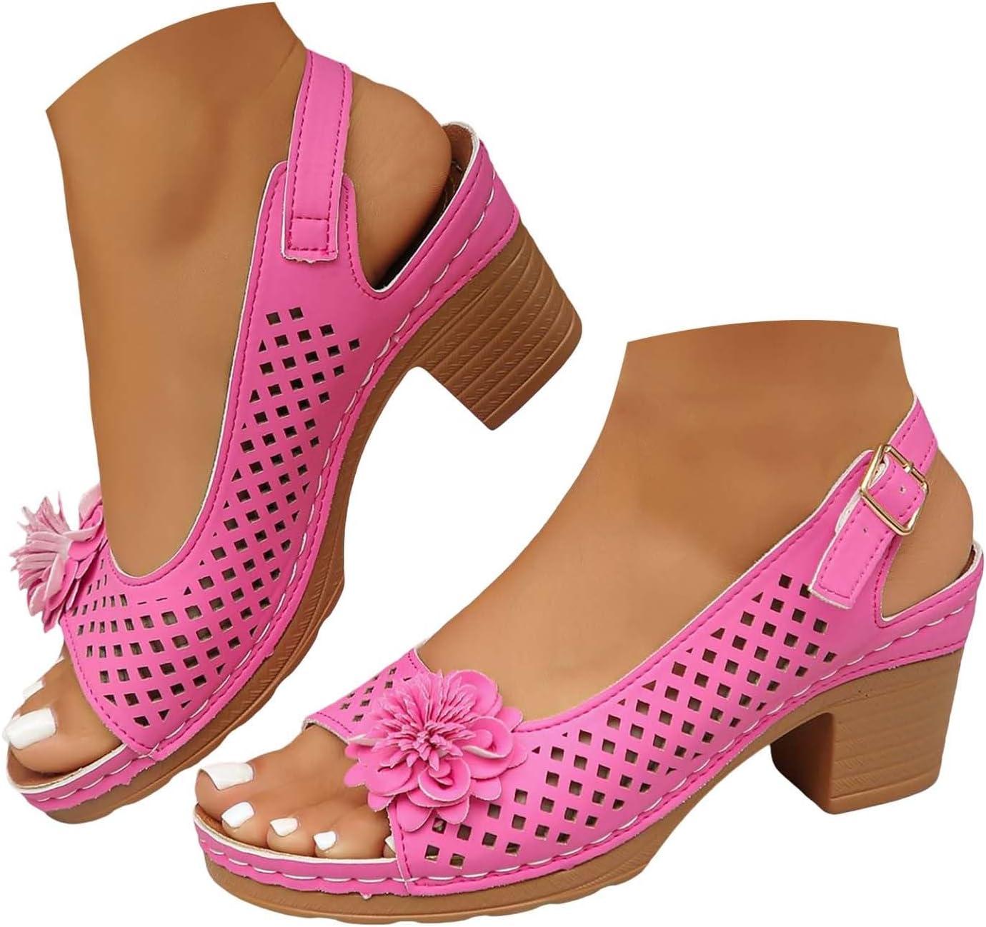 image:imageSandales talons pour femmes Escarpins talon compens pour femmes confortables sandales dcoupes bout ouvert sandales bout ouvert petit talon sandales dcontractes boucles rglablesRose