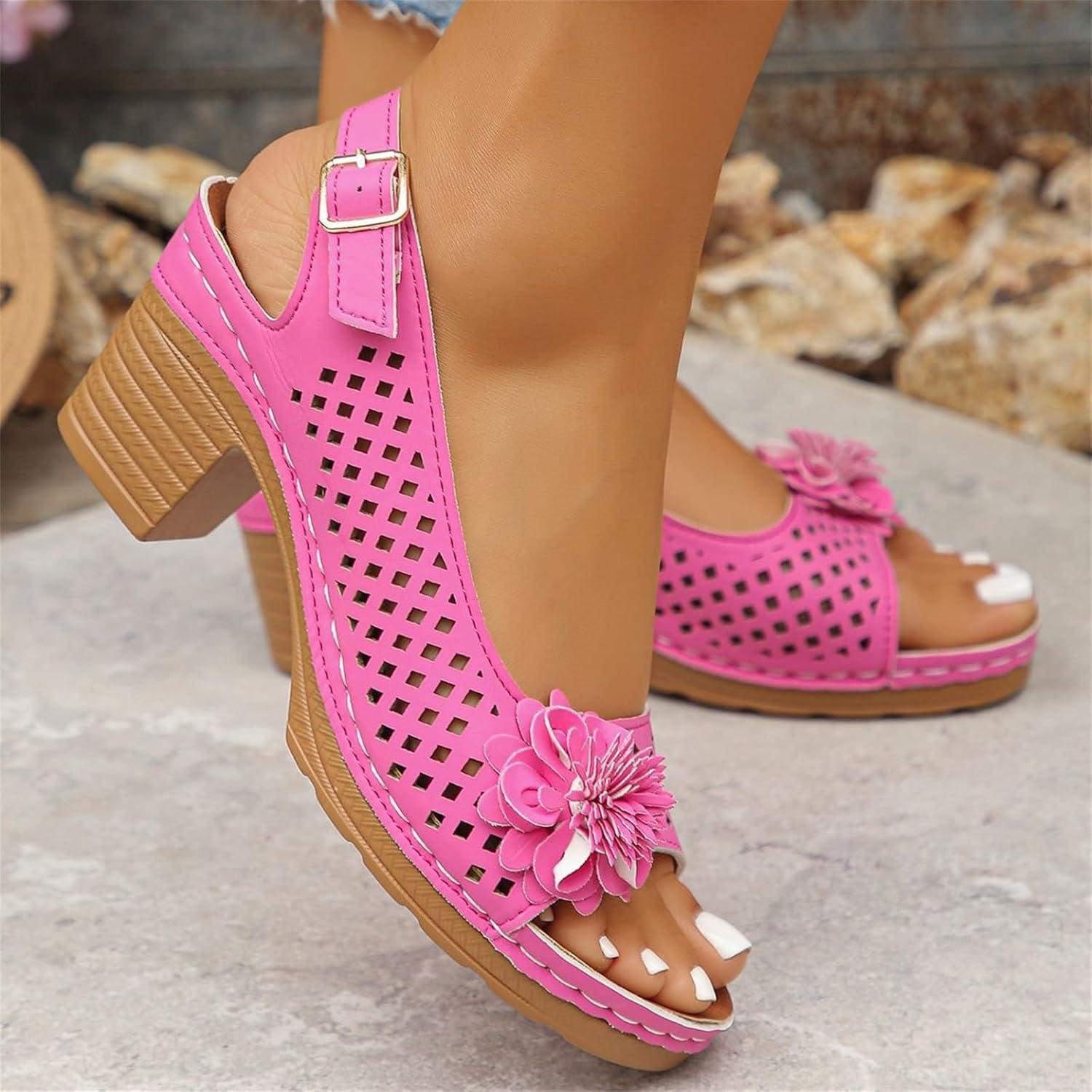 image:imageSandales talons pour femmes Escarpins talon compens pour femmes confortables sandales dcoupes bout ouvert sandales bout ouvert petit talon sandales dcontractes boucles rglablesRose
