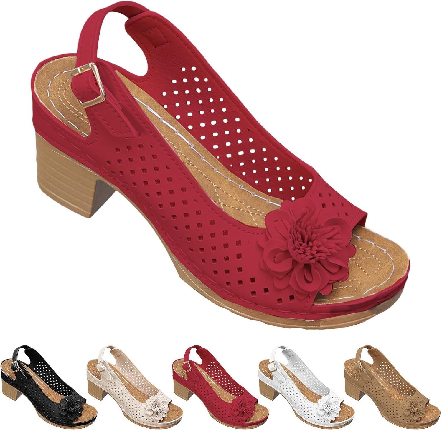 image:imageSandales talons pour femmes Escarpins talon compens pour femmes confortables sandales dcoupes bout ouvert sandales bout ouvert petit talon sandales dcontractes boucles rglablesRouge