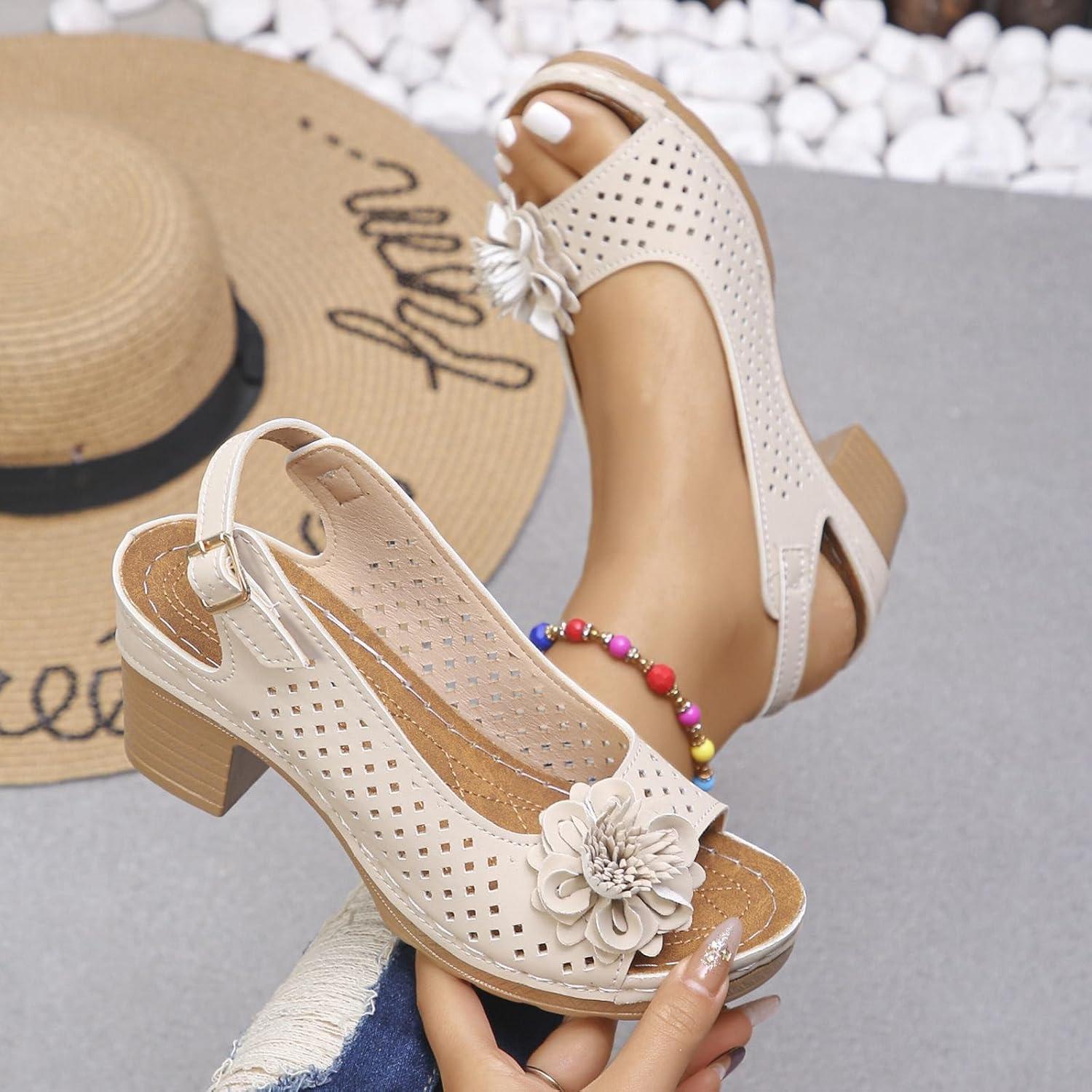 image:imageSandales talons pour femmes Escarpins talon compens pour femmes confortables sandales dcoupes bout ouvert sandales bout ouvert petit talon sandales dcontractes boucles rglablesBeige