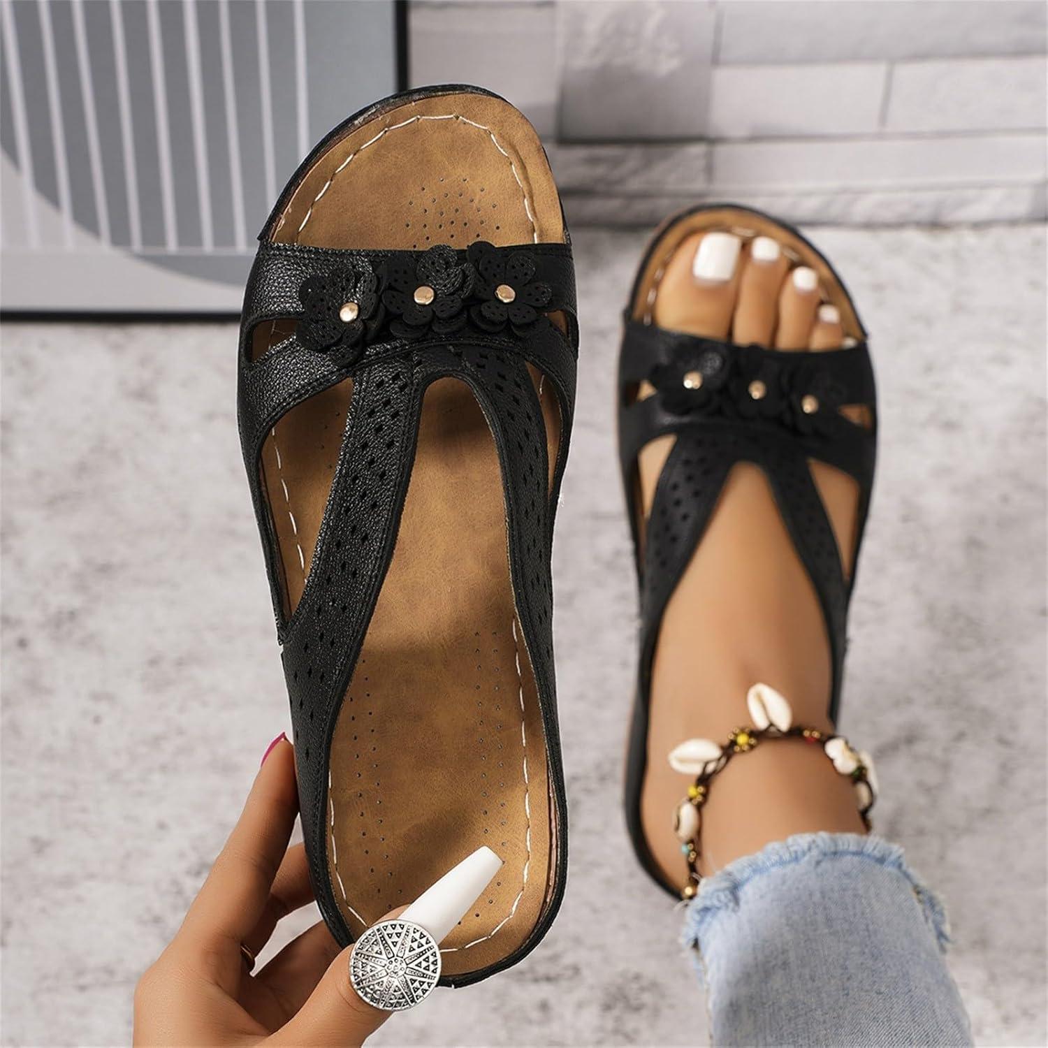 image:imageSandales Et Mules Pour Femmes t Mode Chaussure Compenses Bout Ouvert Sandales Claquettes Orthopdique AntiDrapant Chaussures De Plage Plateforme Mules Chaussons Respirantes PantouflesZ2 Black