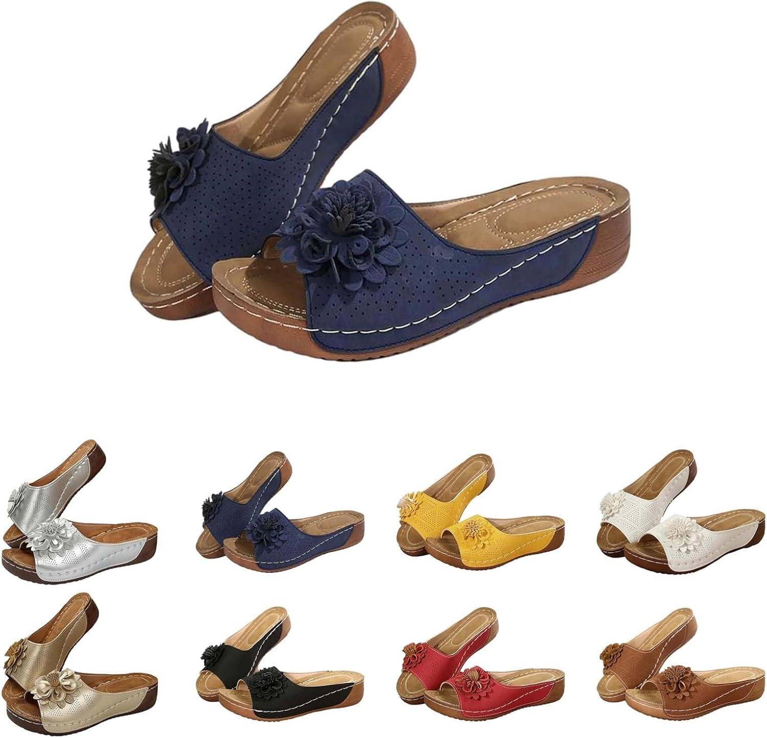 image:imageSandales Et Mules Pour Femmes t Mode Chaussure Compenses Bout Ouvert Sandales Claquettes Orthopdique AntiDrapant Chaussures De Plage Plateforme Mules Chaussons Respirantes PantouflesZ7 Blue