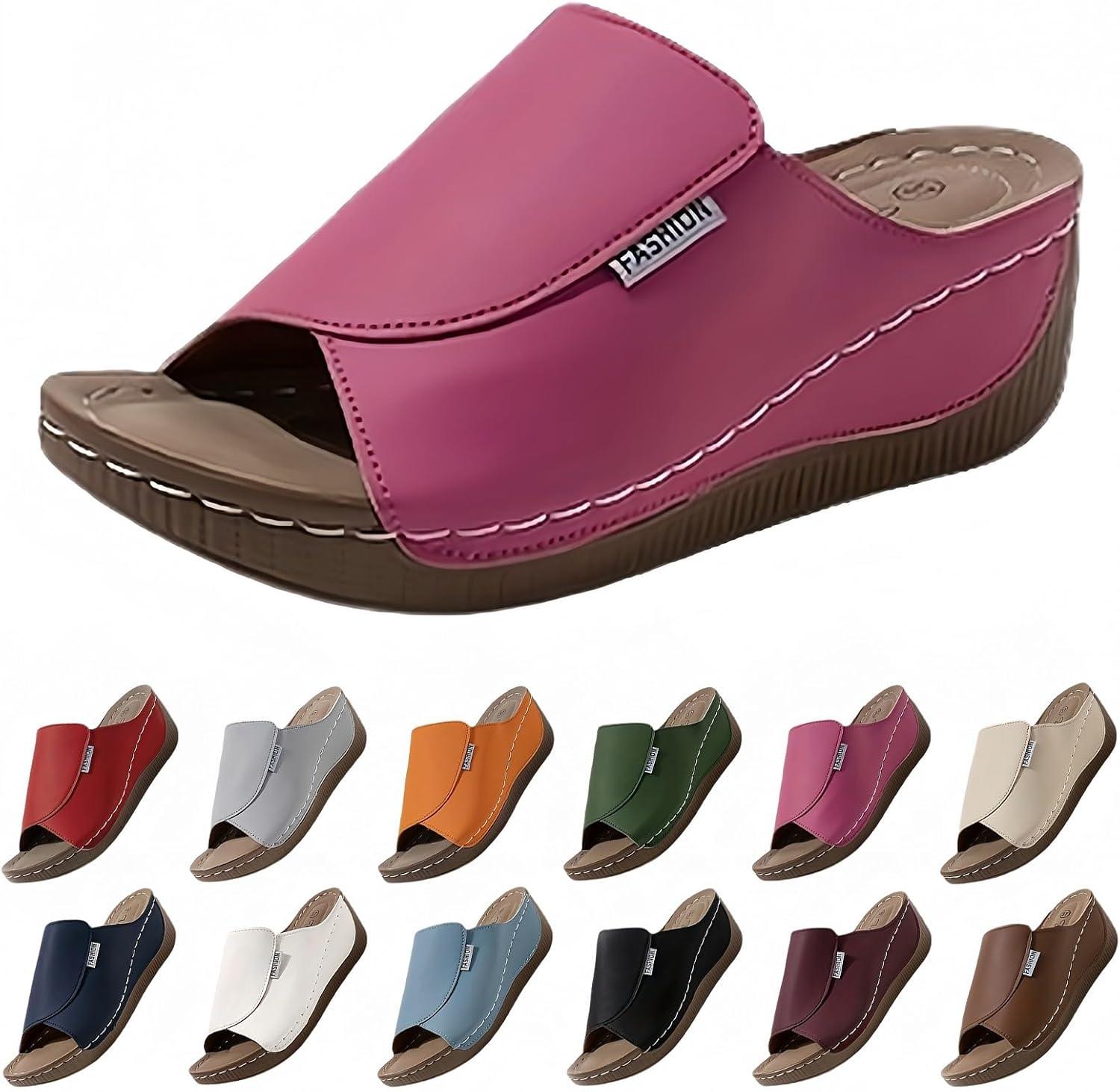 image:imageSandales Femme t Compenses Chic Orthopdique AntiDrapant Chaussure Chaussons Bout Ouvert Pantoufles Plateforme Chaussures De Plage Claquettes Lger MulesY2 Hot Pink