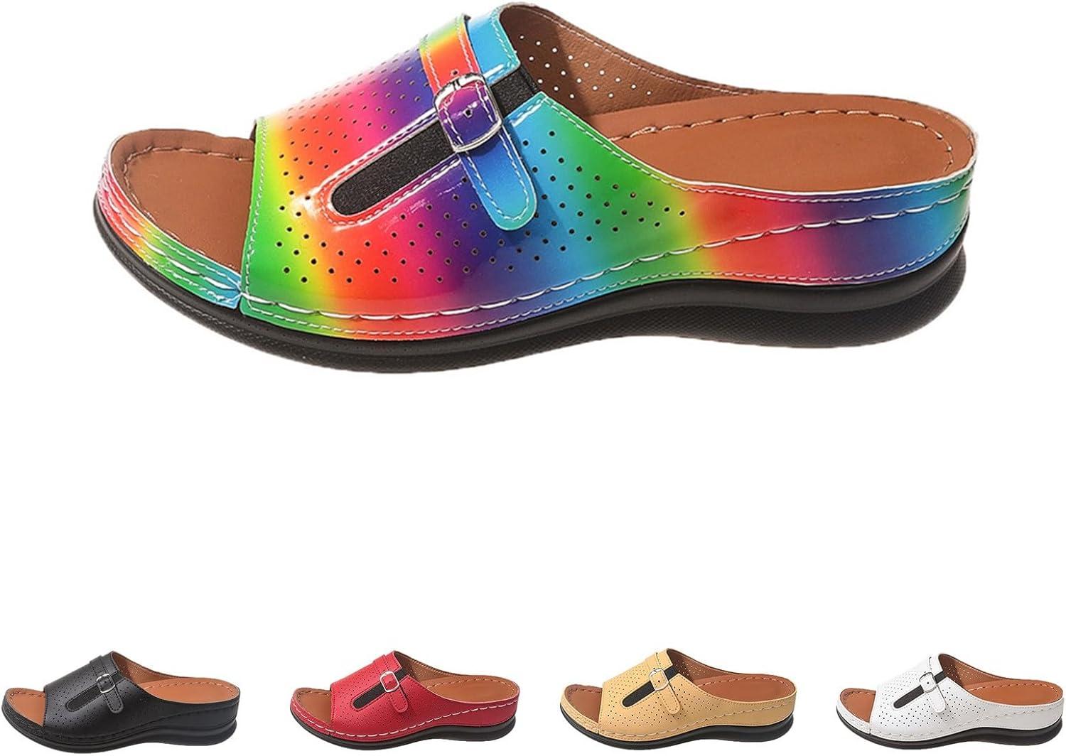 image:imageSandales Femme t Compenses Chic Orthopdique AntiDrapant Chaussure Chaussons Bout Ouvert Pantoufles Plateforme Chaussures De Plage Claquettes Lger MulesWatermelon Red