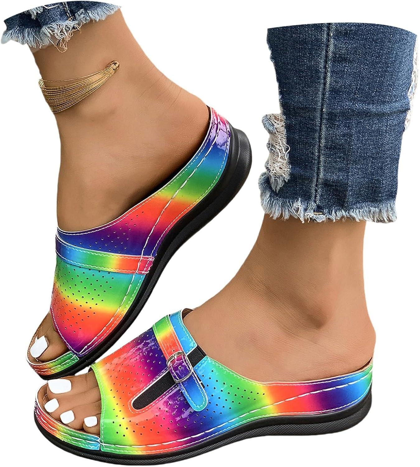 image:imageSandales Femme t Compenses Chic Orthopdique AntiDrapant Chaussure Chaussons Bout Ouvert Pantoufles Plateforme Chaussures De Plage Claquettes Lger MulesWatermelon Red