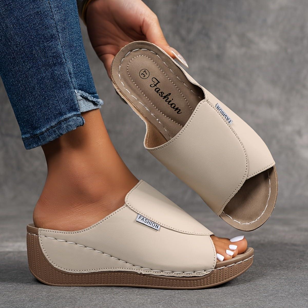 image:imageSandales Femme t Compenses Chic Orthopdique AntiDrapant Chaussure Chaussons Bout Ouvert Pantoufles Plateforme Chaussures De Plage Claquettes Lger MulesY2 Khaki