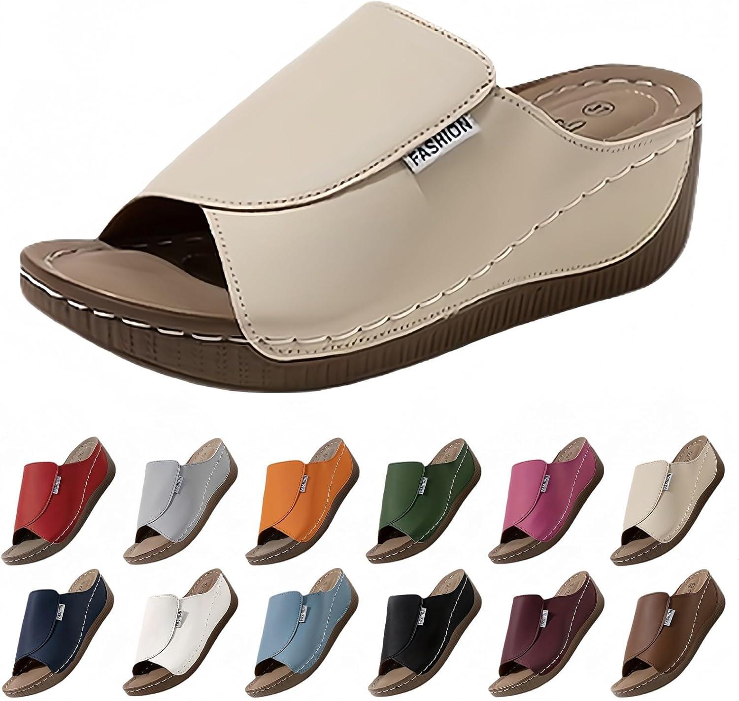 image:imageSandales Femme t Compenses Chic Orthopdique AntiDrapant Chaussure Chaussons Bout Ouvert Pantoufles Plateforme Chaussures De Plage Claquettes Lger MulesY2 Khaki