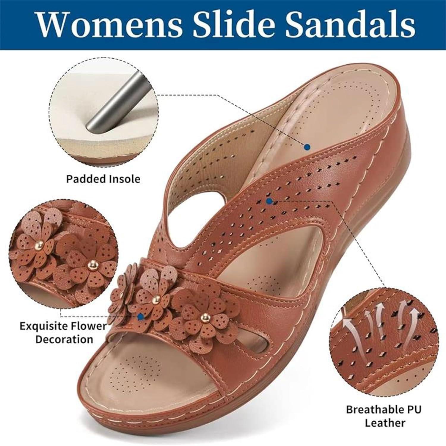 image:imageSandales Femmes t Sandales Antidrapantes Respirantes Bohme Bout Ouvert Sandales Orthopdique Confortables Plateforme Chaussures Sandales Femme t Confortable avec Talon Bloc De Marche FemmeBrun A