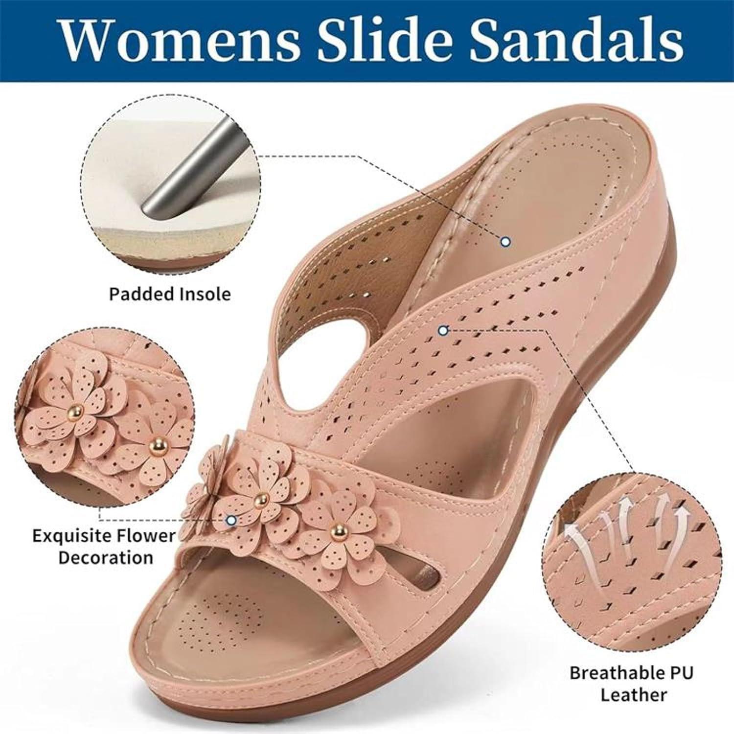 image:imageSandales Femmes t Sandales Antidrapantes Respirantes Bohme Bout Ouvert Sandales Orthopdique Confortables Plateforme Chaussures Sandales Femme t Confortable avec Talon Bloc De Marche FemmeRose A
