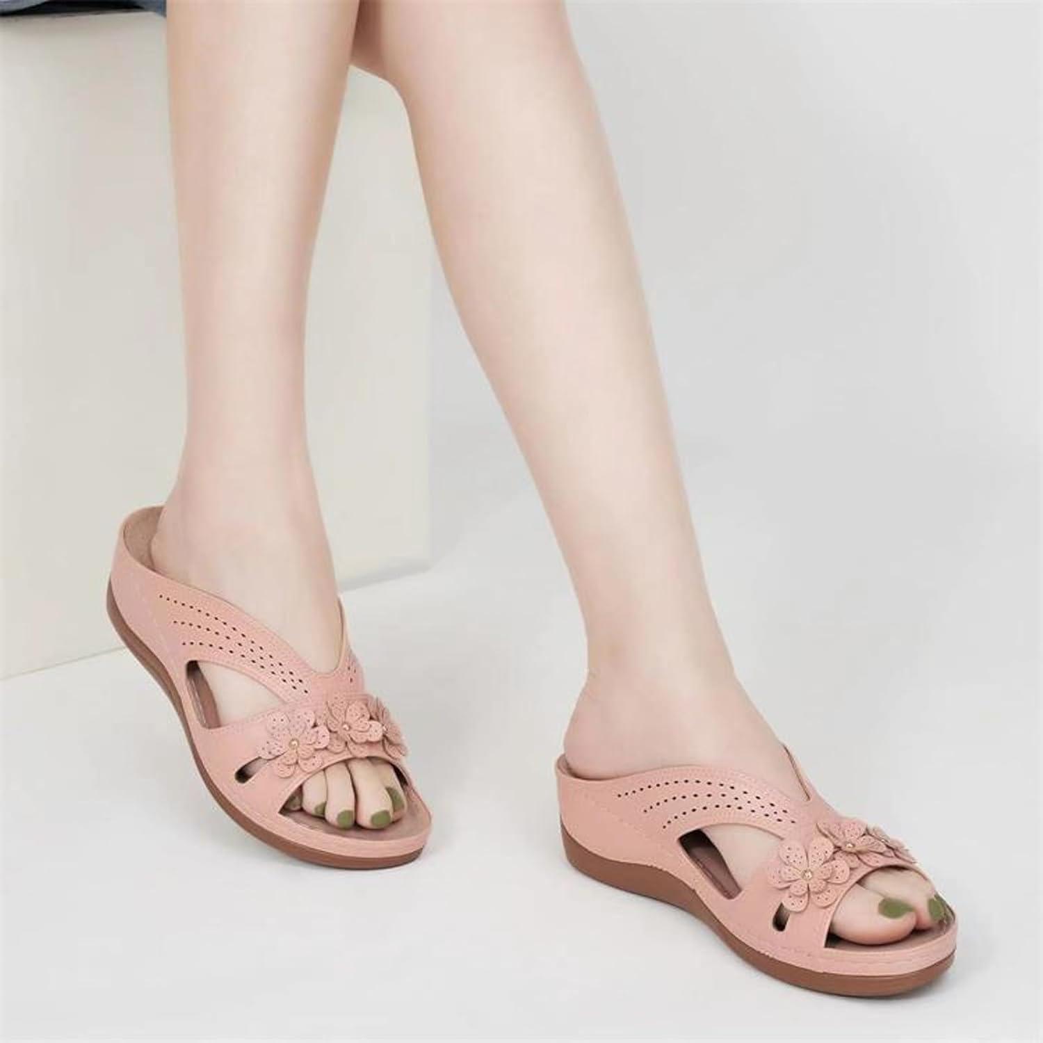 image:imageSandales Femmes t Sandales Antidrapantes Respirantes Bohme Bout Ouvert Sandales Orthopdique Confortables Plateforme Chaussures Sandales Femme t Confortable avec Talon Bloc De Marche FemmeRose A