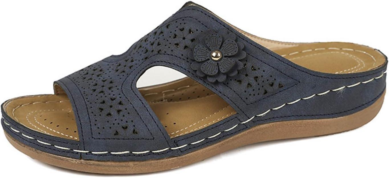 image:imageSandales Femmes t Sandales Antidrapantes Respirantes Bohme Bout Ouvert Sandales Orthopdique Confortables Plateforme Chaussures Sandales Femme t Confortable avec Talon Bloc De Marche FemmeBleu C