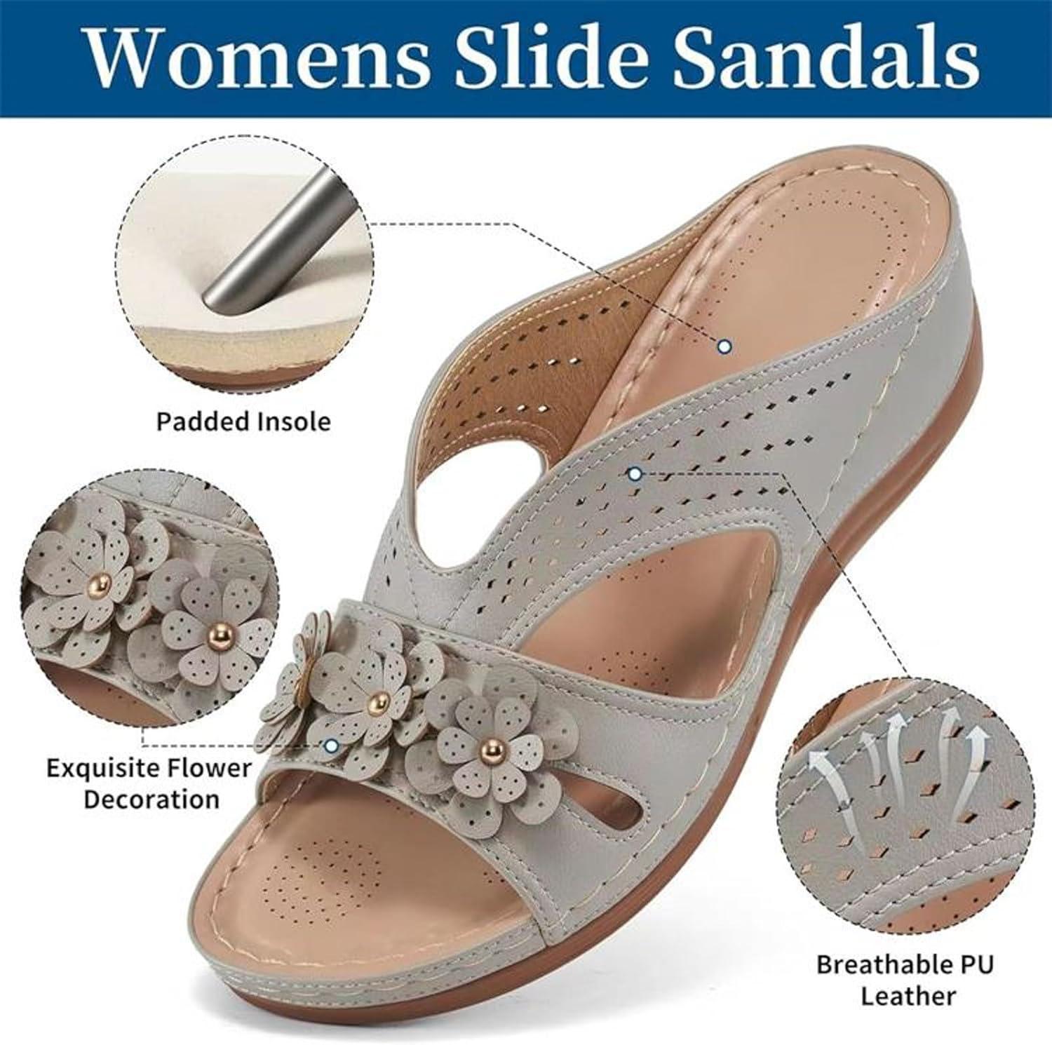 image:imageSandales Femmes t Sandales Antidrapantes Respirantes Bohme Bout Ouvert Sandales Orthopdique Confortables Plateforme Chaussures Sandales Femme t Confortable avec Talon Bloc De Marche FemmeGrey A