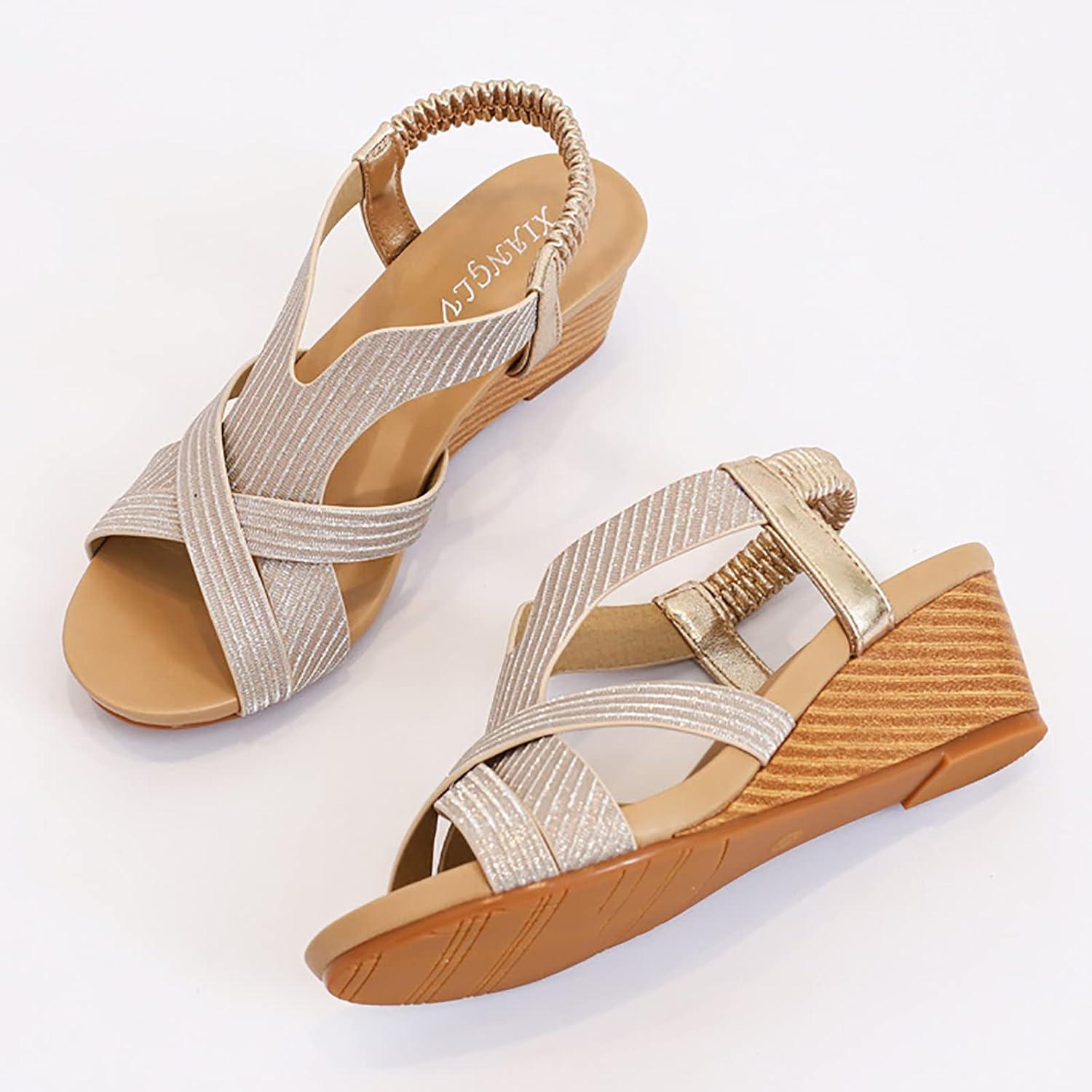 image:imageSandales compenses pour femme Sandales orthopdiques avec boucle dcontracte et flexibles Sandales talon tendance Bout ouvert Antidrapantes Pour fte randonne mariageA
