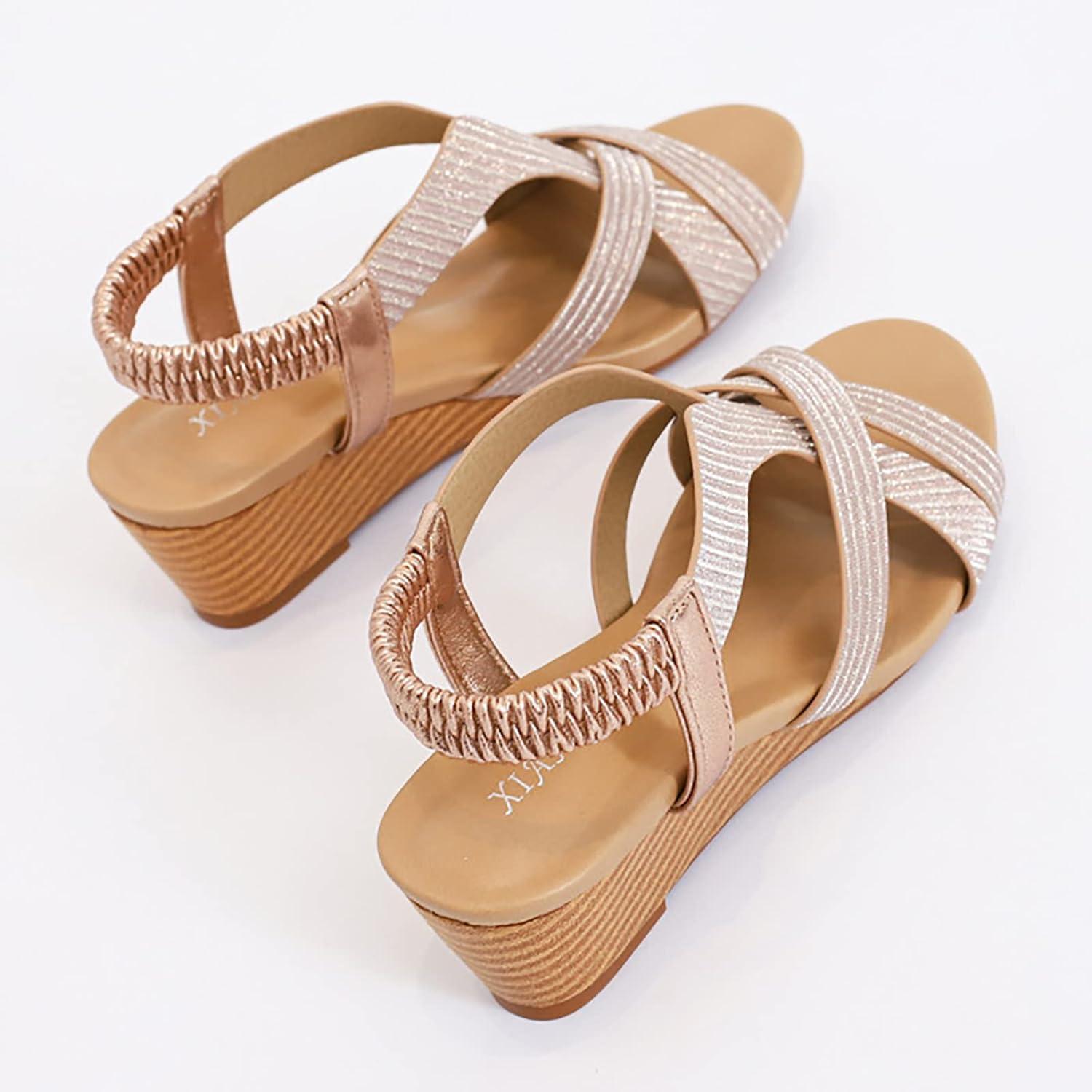 image:imageSandales compenses pour femme Sandales orthopdiques avec boucle dcontracte et flexibles Sandales talon tendance Bout ouvert Antidrapantes Pour fte randonne mariageA