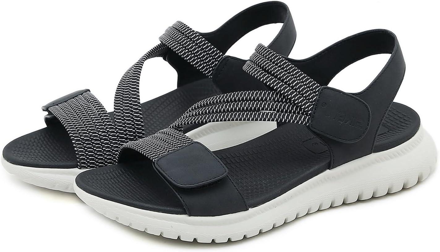image:imageSandales de Randonne Plat dt pour Femmes Sandales de Marche Lgres Bout Ouvert Chaussures deau de Plage Taille 3642 EUNoir