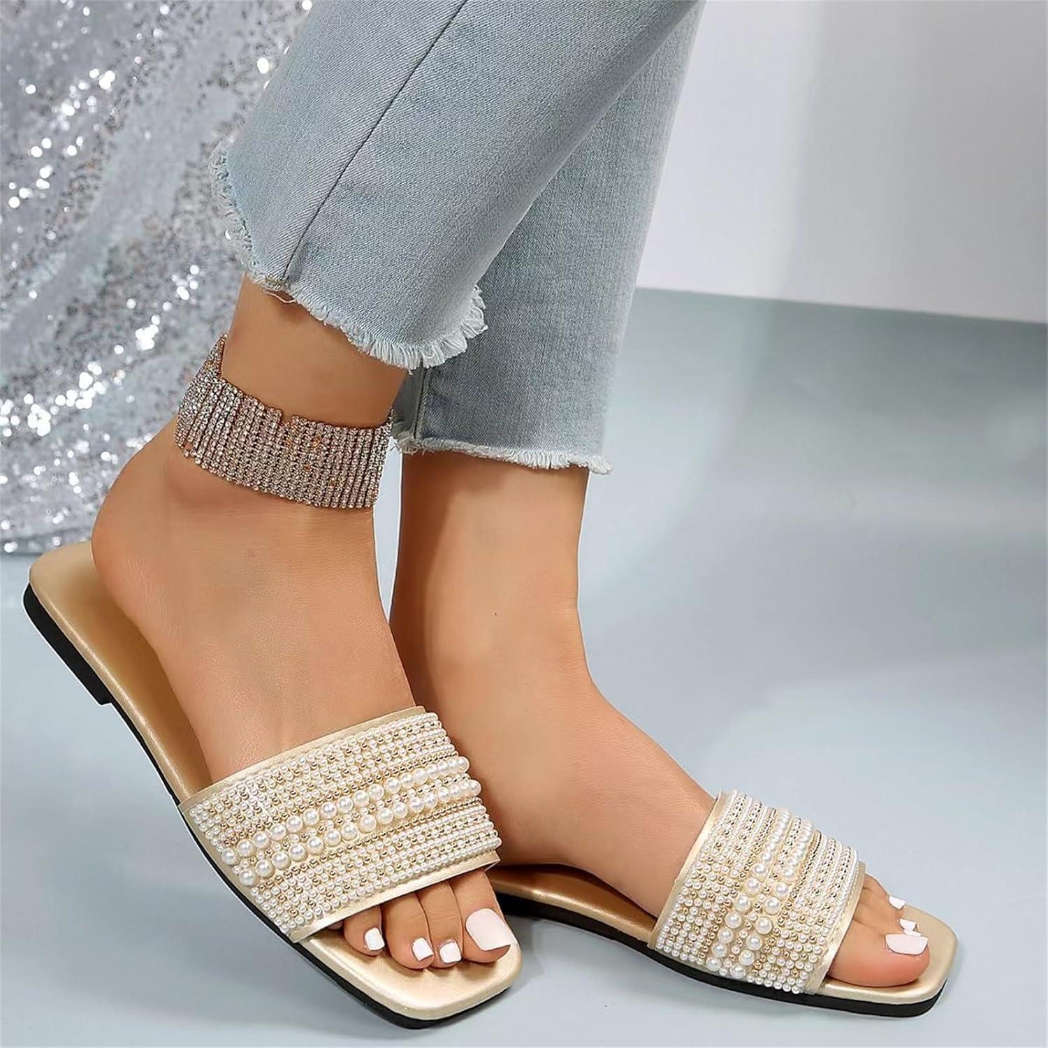 image:imageSandales de plage pour femme Sandales bohme Bottes enfiler Pantoufles creuses dcontractes Chaussures plates rtro dor 40 EU