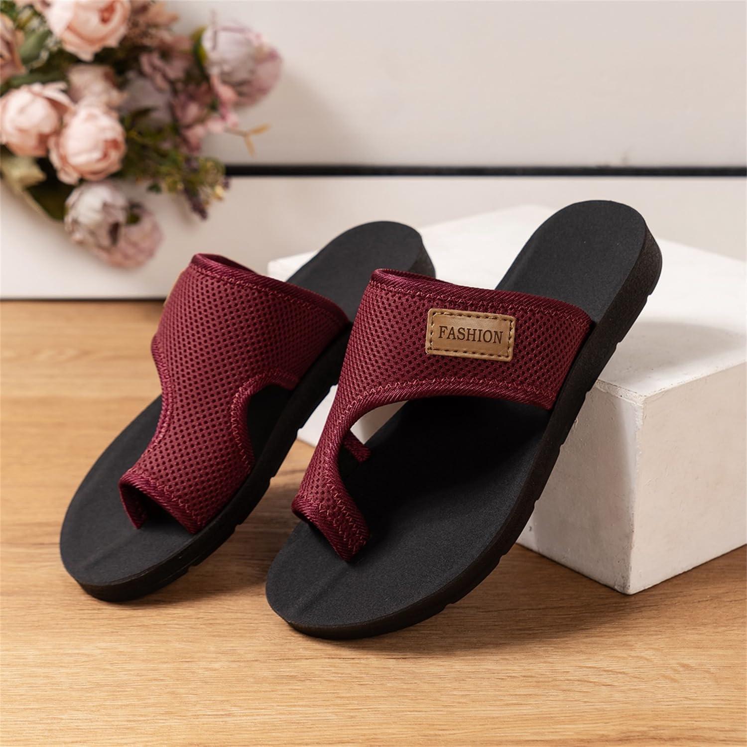 image:imageSandales dt pour femmes chaussures Hallux Valgus gros orteil sandales orthopdiques pantoufles confortables sandales de plage dt sandales en maille mulesA Rouge