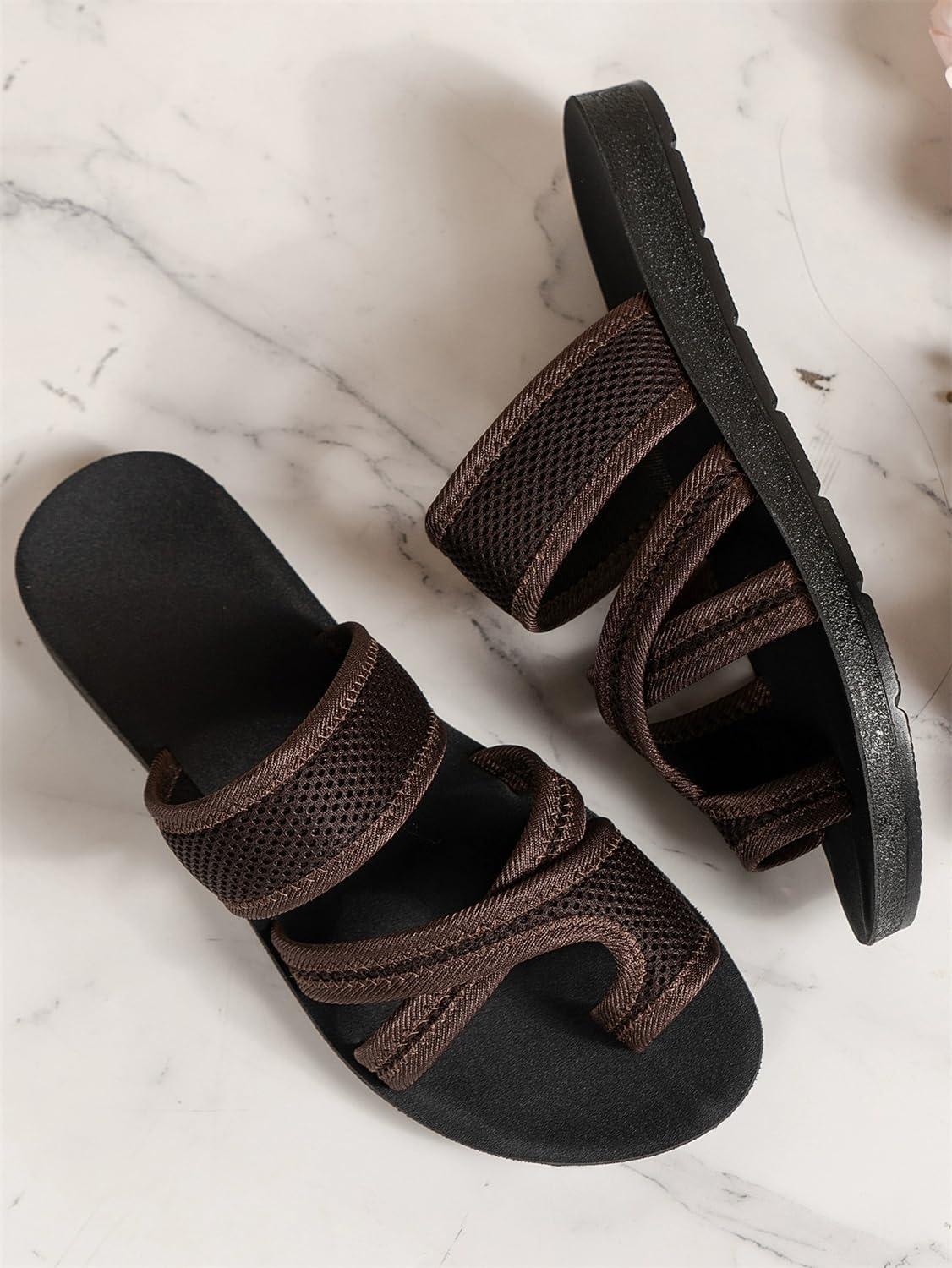image:imageSandales dt pour femmes chaussures Hallux Valgus gros orteil sandales orthopdiques pantoufles confortables sandales de plage dt sandales en maille mulesD Marron