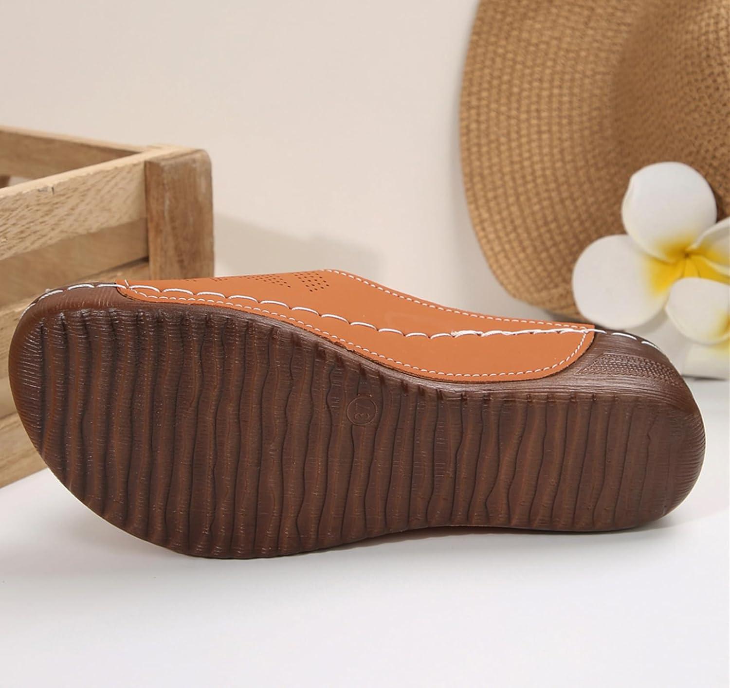 image:imageSandales orthopdiques enfiler pour femme Lgres et paisses Avec soutien confortable de la vote plantaireMarron Fleur