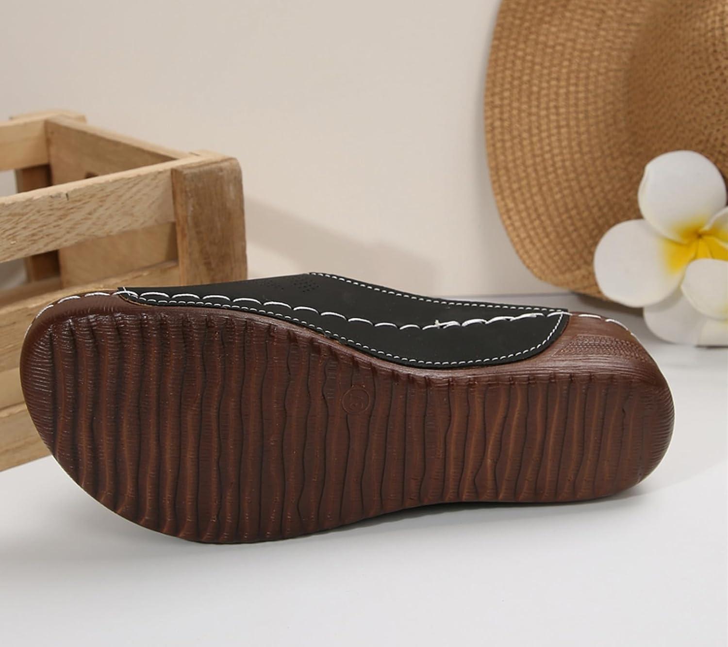 image:imageSandales orthopdiques enfiler pour femme Lgres et paisses Avec soutien confortable de la vote plantaireNoir Fleur