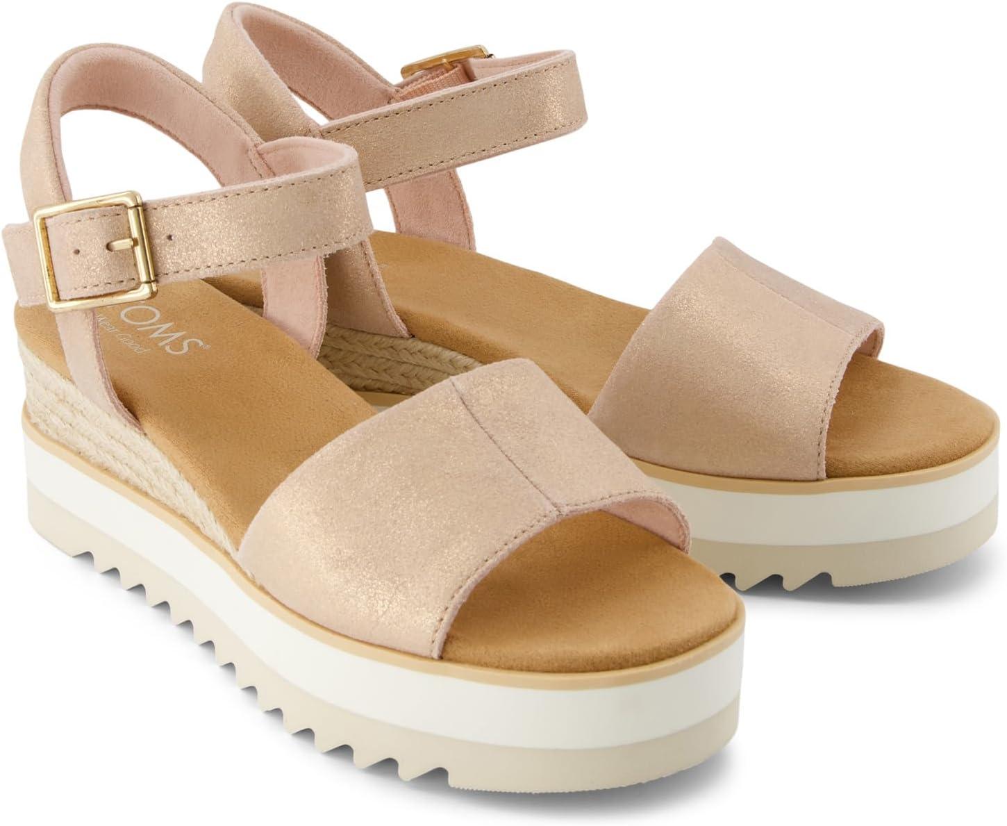 image:imageTOMS Sandales Diana pour femme large largeur Daim bleu ciel dlavDaim Mtallique Rose Ple