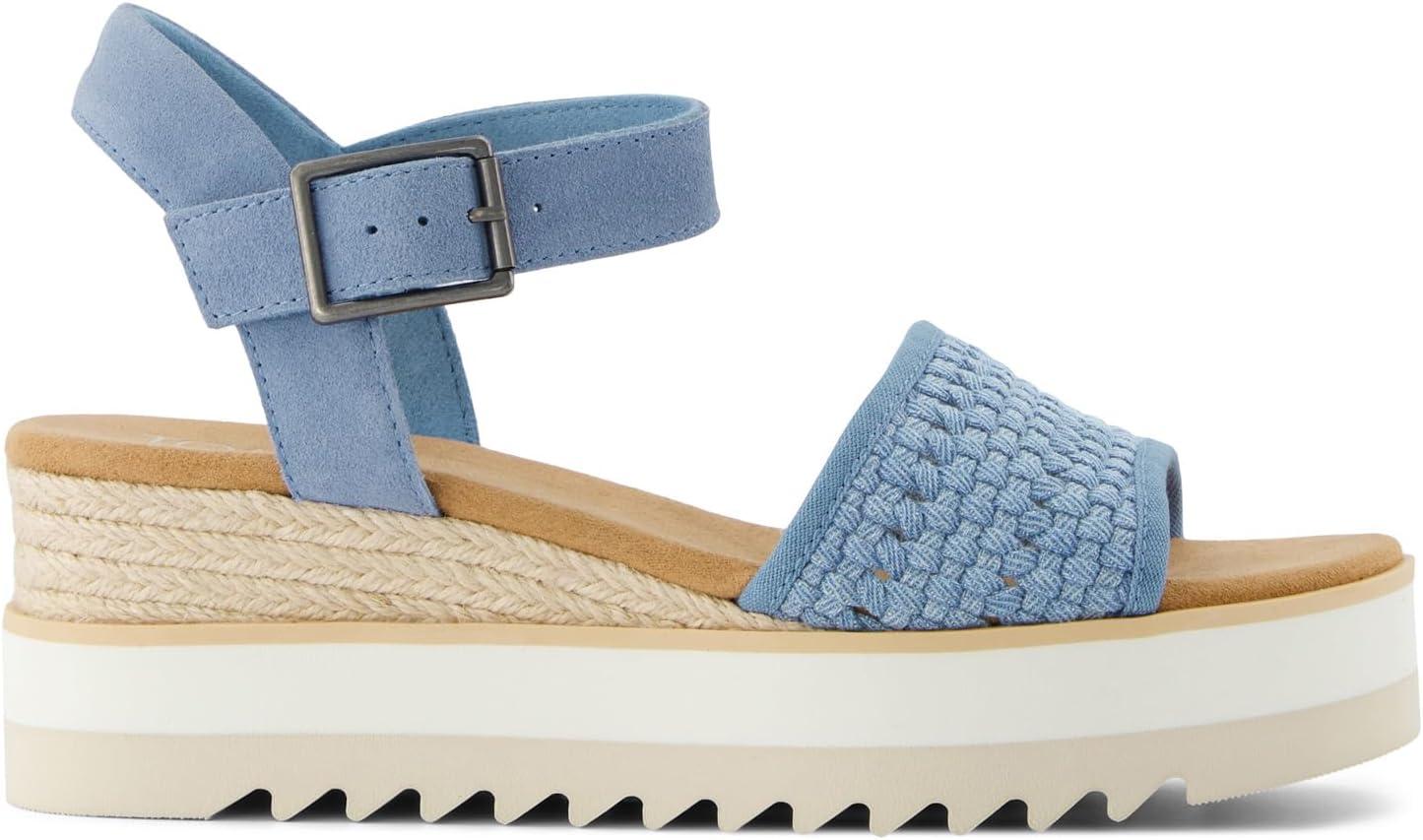 image:imageTOMS Sandales Diana pour femme large largeur Daim bleu ciel dlavTissage Panier en Denim Bleu Ciel Dlav Daim
