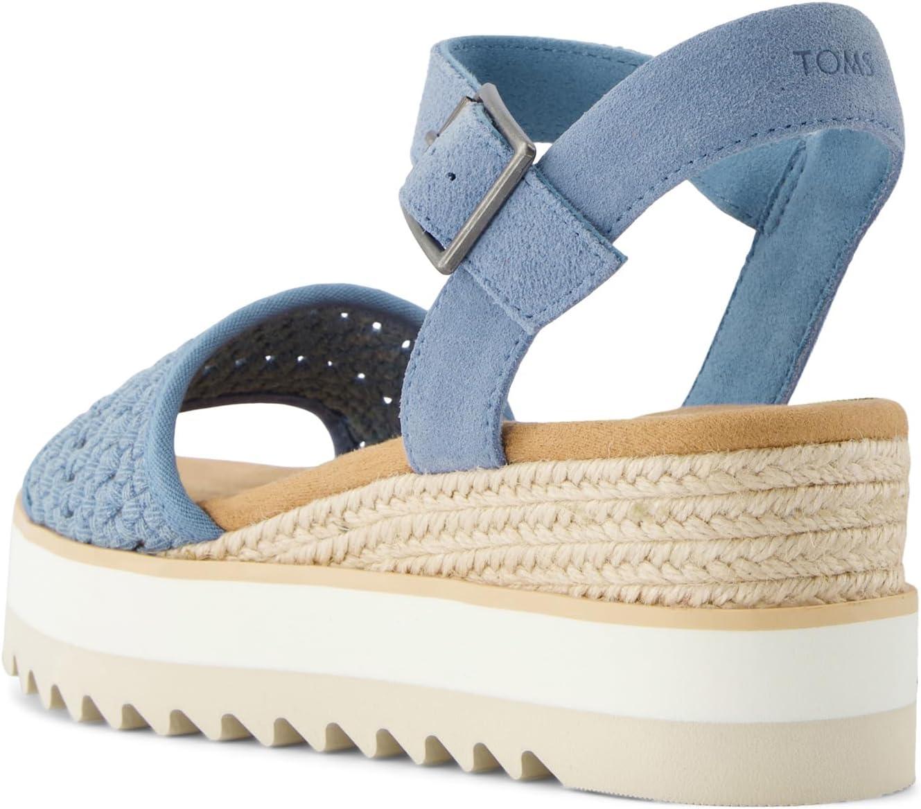image:imageTOMS Sandales Diana pour femme large largeur Daim bleu ciel dlavTissage Panier en Denim Bleu Ciel Dlav Daim