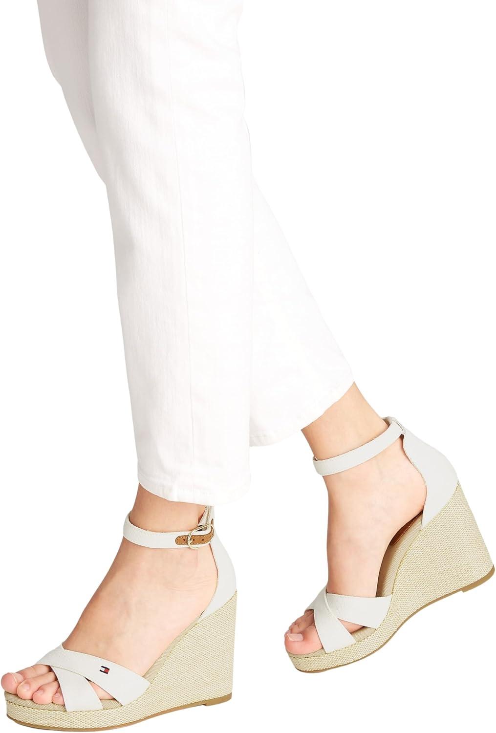 image:imageTommy Hilfiger Flag High Wedge Espad Crisscross Fw0fw08661 Espadrilles compensesFemmeWhite Ecru