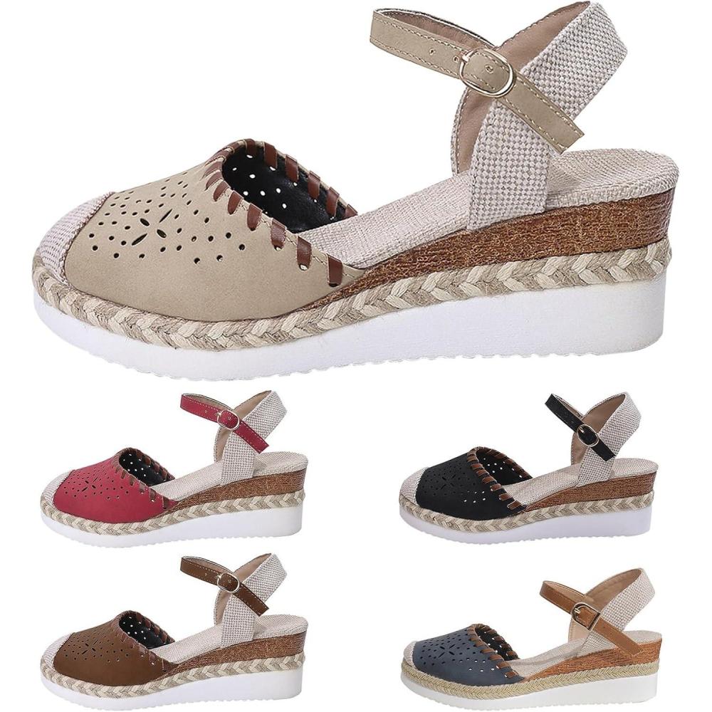 image:image2025 Sandales plateforme pour femme Espadrilles compenses confortables avec fermeture boucle en jute lgantes et flexibles5 Blanc