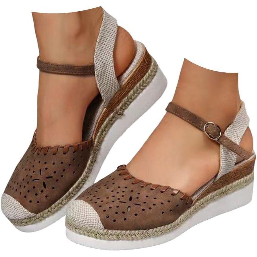 image:image2025 Sandales plateforme pour femme Espadrilles compenses confortables avec fermeture boucle en jute lgantes et flexibles5 Marron