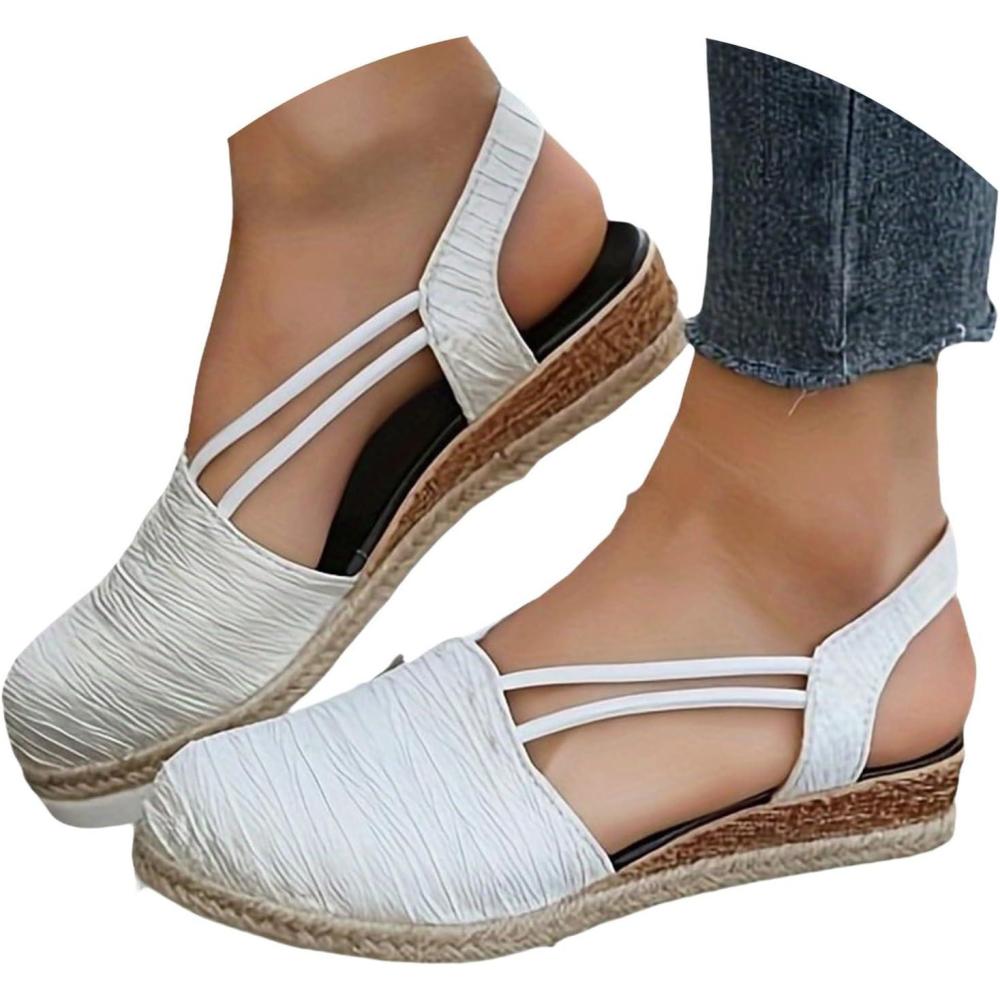 image:image2025 Sandales plateforme pour femme Espadrilles compenses confortables avec fermeture boucle en jute lgantes et flexibles6 Blanc