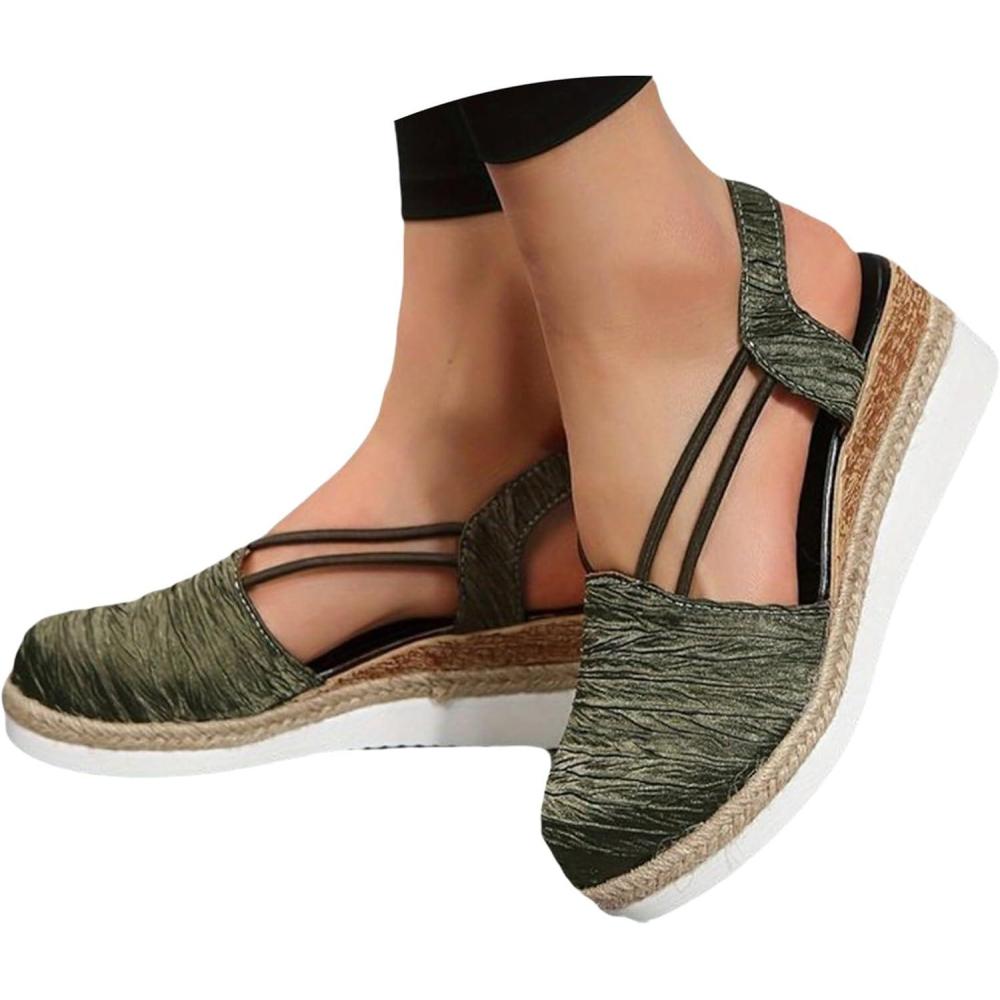 image:image2025 Sandales plateforme pour femme Espadrilles compenses confortables avec fermeture boucle en jute lgantes et flexibles6 Vert