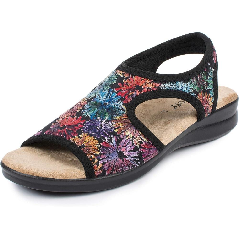 image:imageAerosoft Sandales stretch 05 pour femme extra lgres et lastiquesFleur Noire
