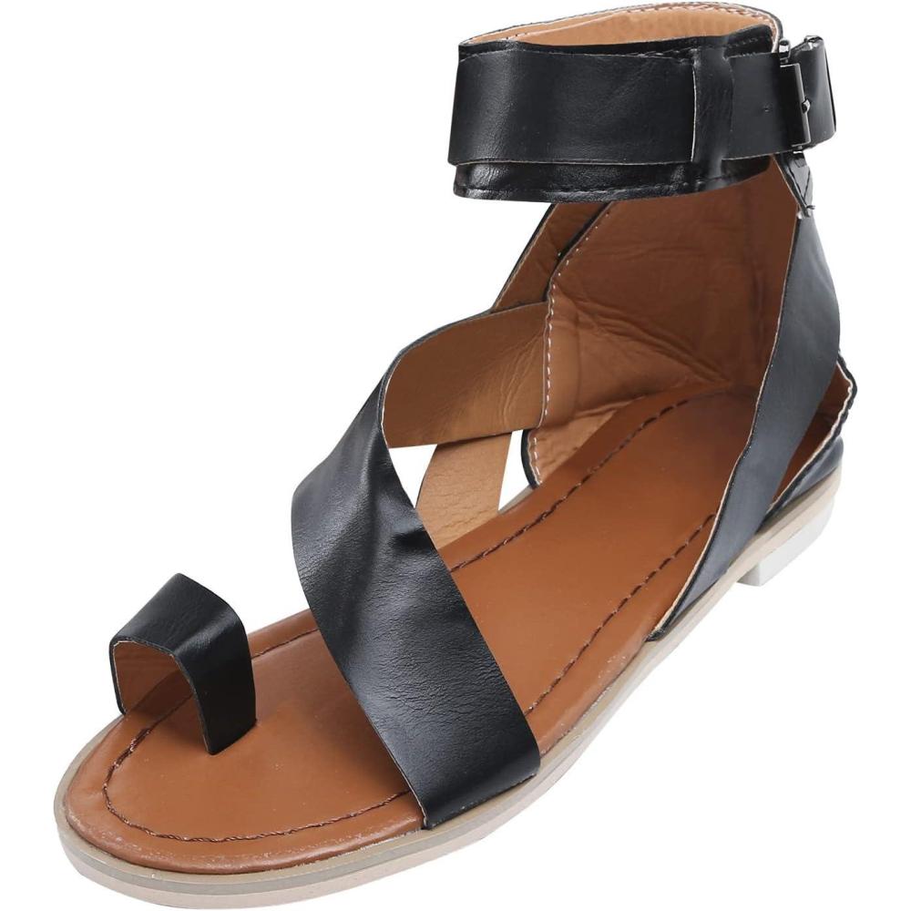 image:imageGenerisch Sandales pour femme Mules Chaussures dt pour femme Sandales tendance Tongs plates Talon creux En cotonNoir