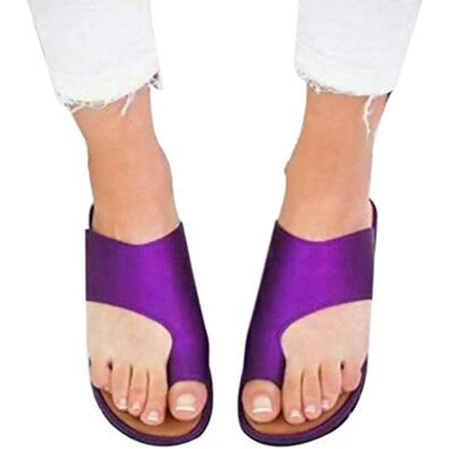 image:imageMinetom Femmes Sandales Orthopdiques Hallux Valgus Compenses Tongs Confortables pour Dames avec Correction du Gros Orteil Pantoufles Dcontractes Bout OuvertA Violet