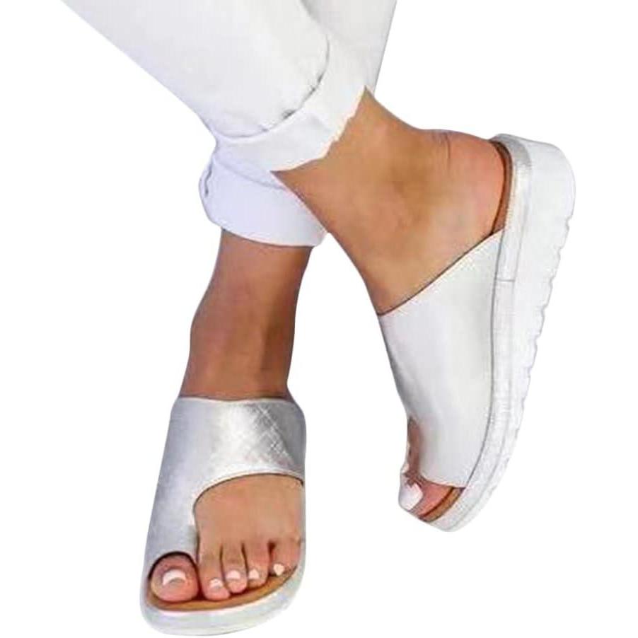 image:imageMinetom Femmes Sandales Orthopdiques Hallux Valgus Compenses Tongs Confortables pour Dames avec Correction du Gros Orteil Pantoufles Dcontractes Bout OuvertA Argent