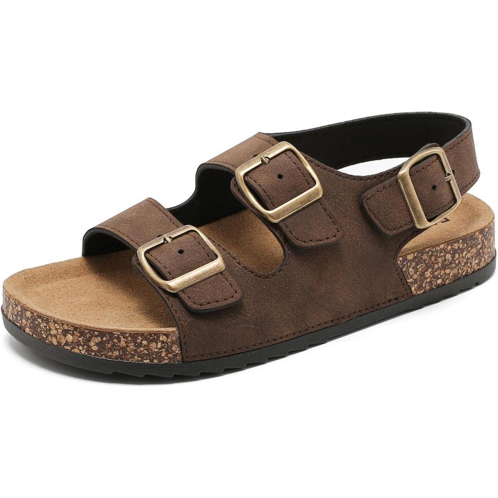 image:imageMules Femme SandalesHomme Antidrapantes Sabots t Plates En Lige SandalesMode Rglables Boucles Plateforme Chaussons Pantoufles de plageBraun